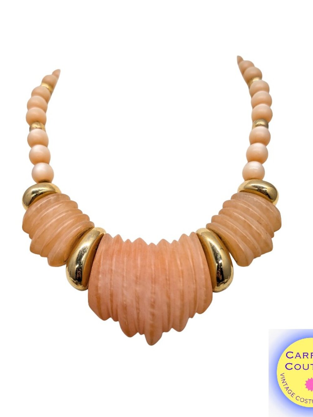 Vintage 1985 Signed Napier Pink "Sherbet" Molded Lucite Collar Necklace